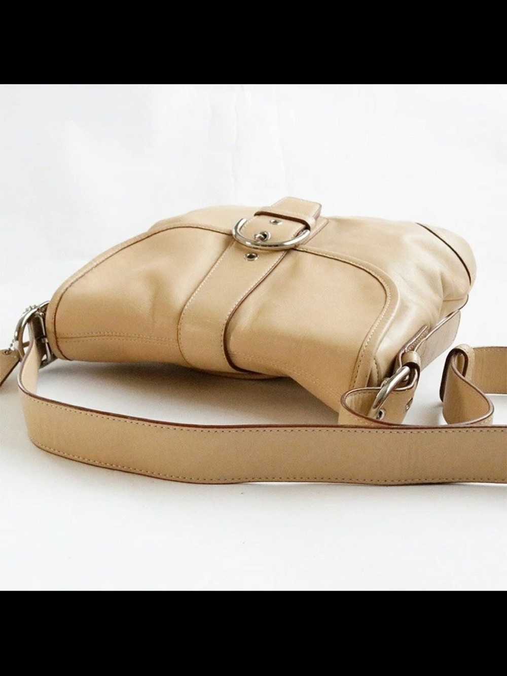 Vintage Coach L3Q-9480 Soho Flap Crossbody Shoulder Bag Leather Camel Beige - Picture 5 of 15